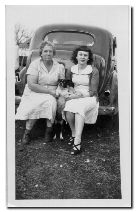 Beulah and Betty Bevins with the family dog