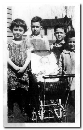 Char, Bill, Bobby, Dorothy, and Betty (in the buggy) Bevins