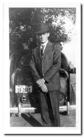 Bill Bevins in 1945 with his 1937 Pontiac