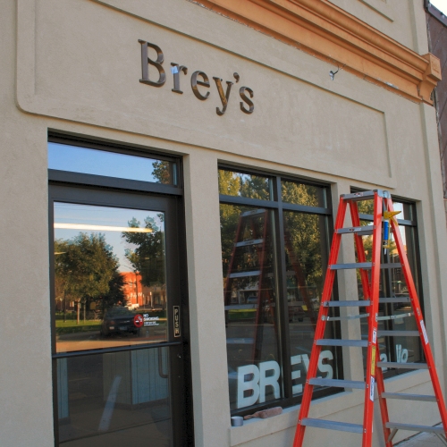 Letters being installed