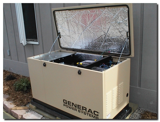 Generator with the lid open
