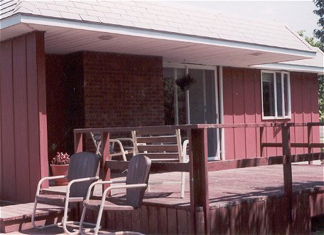 Redwood deck on west side of house