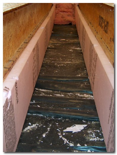 Styrofoam installed to maintain insulated floor