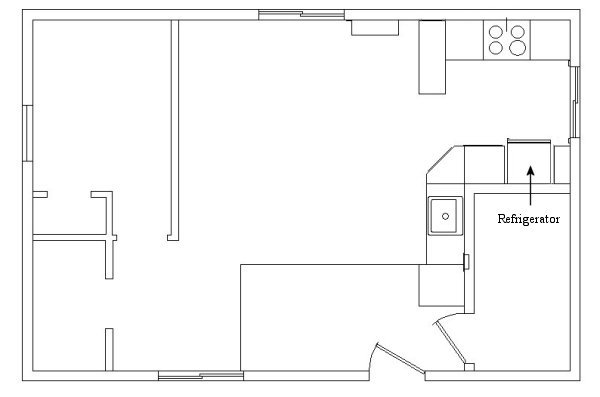 Plan view of kitchen