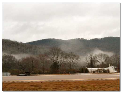Appalachian foothills covered in clouds and fog