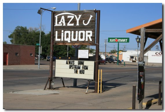 Lazy J Liquor sign