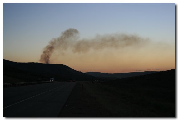 Wild fire near Evanston, Wyoming.