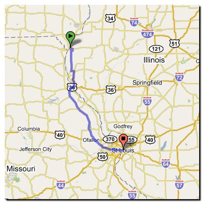 Route from Keokuk to St. Louis