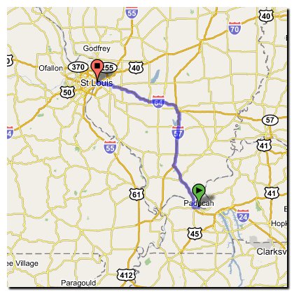 Route from St. Louis to Paducah