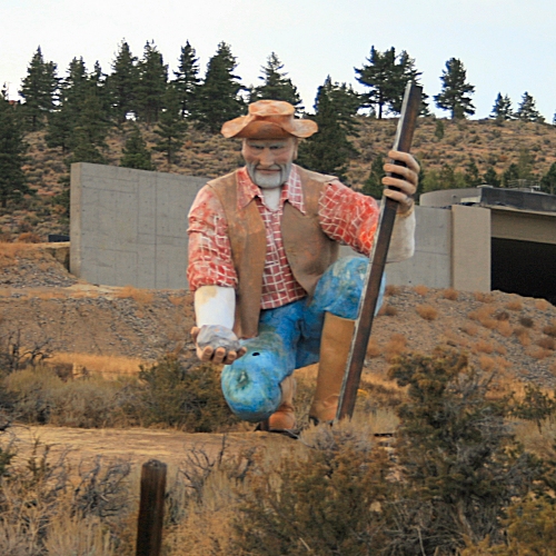 Statue of miner at Chocolate Nugget Candy Factory